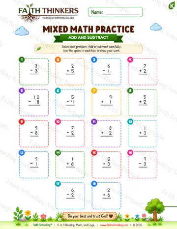 Kindergarten math worksheet — Summer Mixed Practice 8