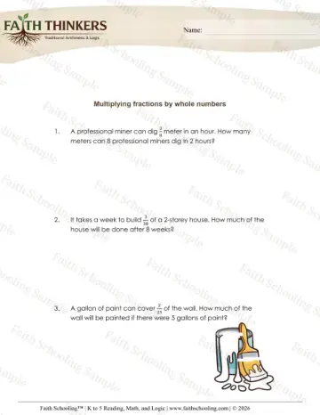 4th Grade math worksheet — Word Problems Multiplying Fractions 7