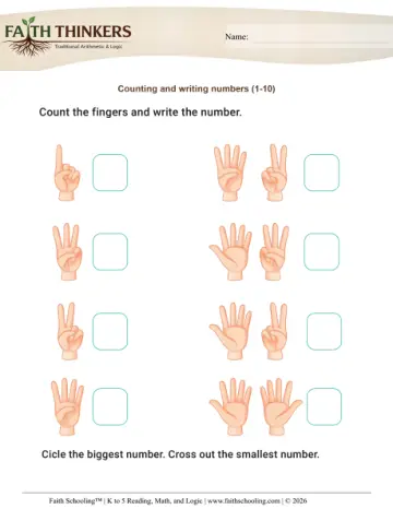 Grade 1 Math: Writing Numbers — worksheet preview