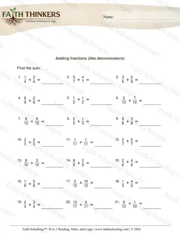 3rd Grade math worksheet — Adding Fractions Like Denominators 9