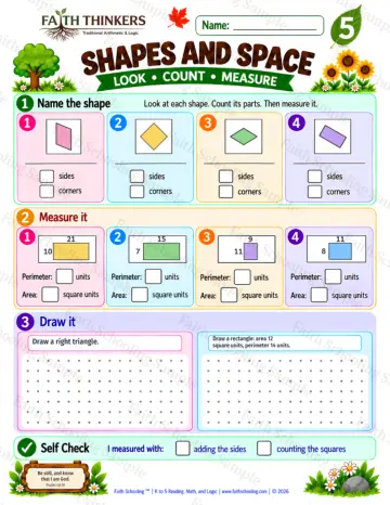 5th Grade math worksheet — Perimeter and Area Practice 5