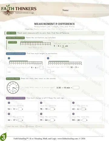 3rd Grade math worksheet — Measurement (Practice 5)
