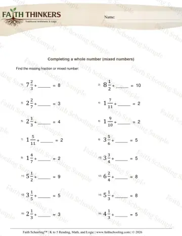 4th Grade math worksheet — Adding Fractions. Adding Mixed Numbers 5
