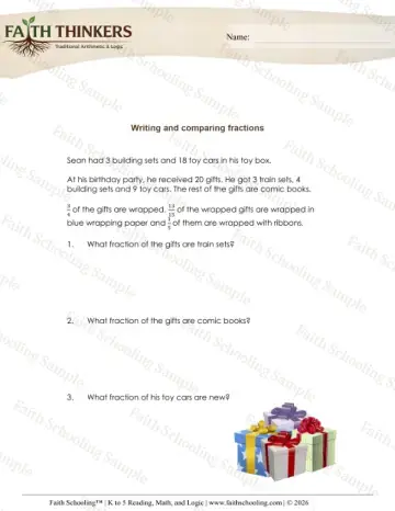 4th Grade math worksheet — Word Problems Fractions 6