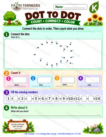 Kindergarten math worksheet — Dot To Dot Practice 6