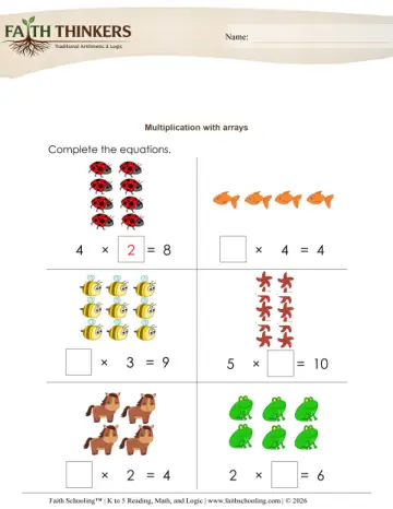 Grade 2 Math: Arrays Equal Groups — worksheet preview