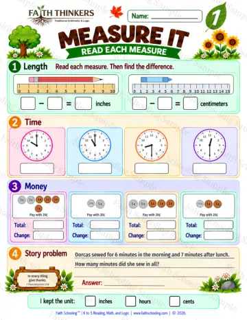 1st Grade math worksheet — Measurement Practice 8