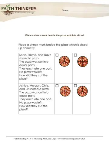 Grade 2 Math: Fraction Word Problems — worksheet preview