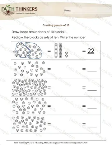 1st Grade math worksheet — Base Ten Blocks Creating Sets 3