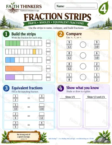 4th Grade math worksheet — Fractions Practice 4
