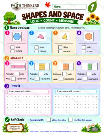 1st Grade math worksheet — 2D Shapes Practice 7
