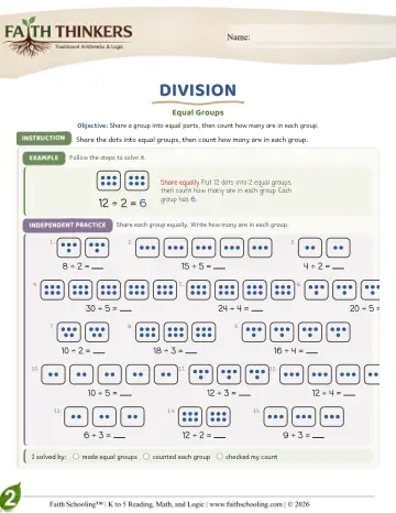 Grade 2 Math: Long Division — worksheet preview