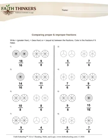 Comparing Proper and Improper Fractions 5