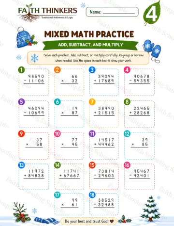 4th Grade math worksheet — Winter Mixed Practice 8