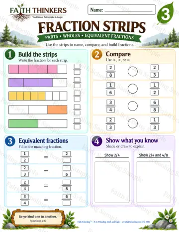 3rd Grade math worksheet — Fractions Practice 6
