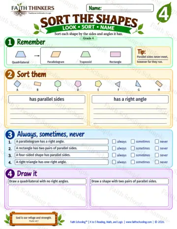 4th Grade math worksheet — Classifying Shapes Practice 4