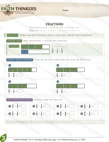 3rd Grade math worksheet — Fractions (Practice 5)