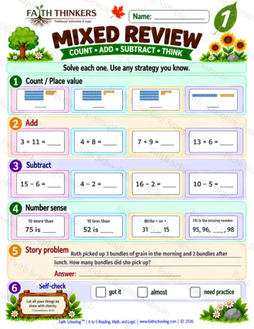 1st Grade math worksheet — Core Skills Practice 4