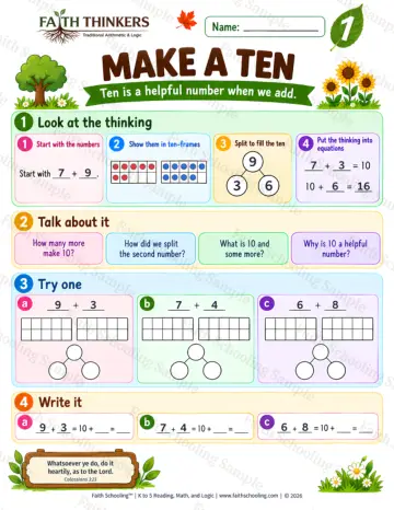 1st Grade math worksheet — Make A Ten Practice 6
