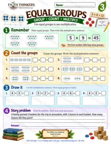 3rd Grade math worksheet — Understanding Multiplication Practice 4