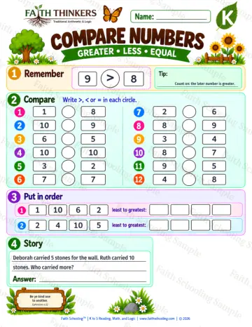 Kindergarten math worksheet — More, Fewer, and the Same Practice 5
