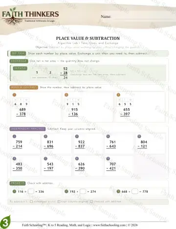 3rd Grade math worksheet — Place Value (Practice 3)