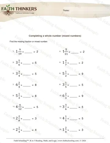 4th Grade math worksheet — Adding Fractions. Adding Mixed Numbers 6