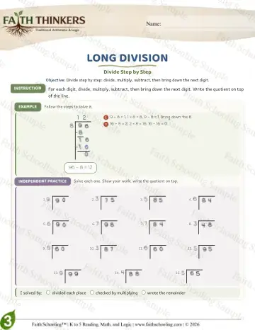 3rd Grade math worksheet — Long Division (Practice 8)