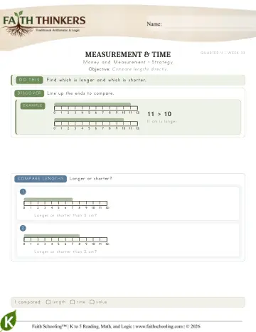 Kindergarten Math: Money And Measurement — worksheet preview