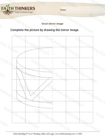 1st Grade math worksheet — Symmetry and Transformations. Mirror Image Symmetry 5