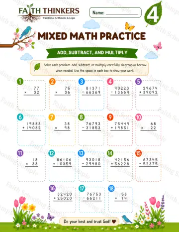 4th Grade math worksheet — Spring Mixed Practice 8