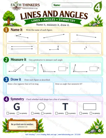 4th Grade math worksheet — Lines And Angles Practice 6