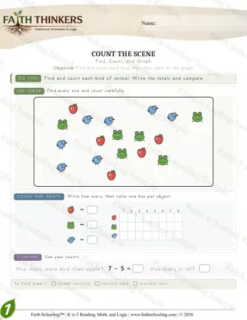 1st Grade math worksheet — Interactive & Puzzles - Countscene (Practice 7)