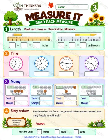 3rd Grade math worksheet — Measurement Practice 9