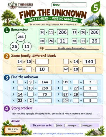 5th Grade math worksheet — Find The Unknown Practice 4