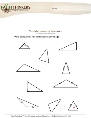 Geometry Classify Triangles Angles 1