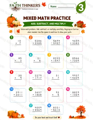 3rd Grade math worksheet — Fall Mixed Practice 9