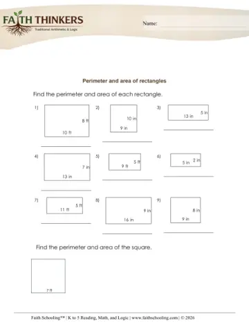 Geometry Area Perimeter Rectangles 3