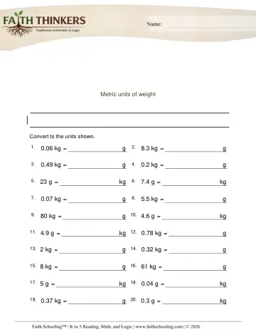 Converting Weights Metric 1