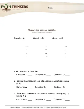 Grade 5 Math: Comparing Estimating — worksheet preview