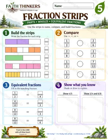 5th Grade math worksheet — Fractions Practice 7