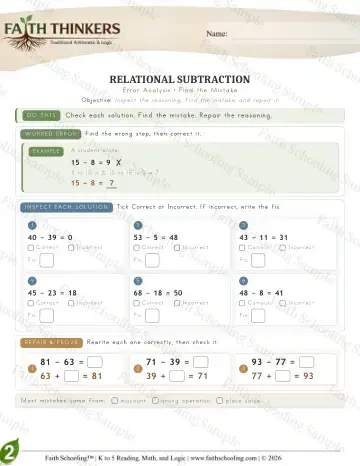 2nd Grade math worksheet — Reasoning & Fluency - Error (Practice 4)