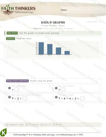 Kindergarten math worksheet — Picture Graphs (Practice 9)
