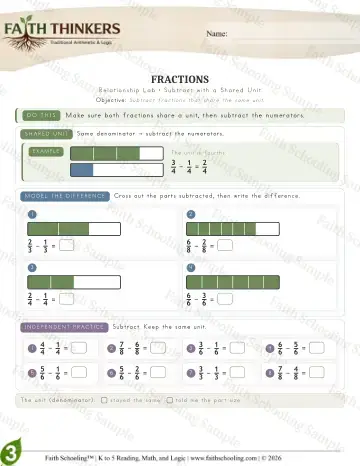 3rd Grade math worksheet — Fractions (Practice 8)