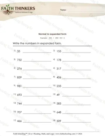 2nd Grade math worksheet — Writing and Reading Numbers. Write Number Expanded Form 2