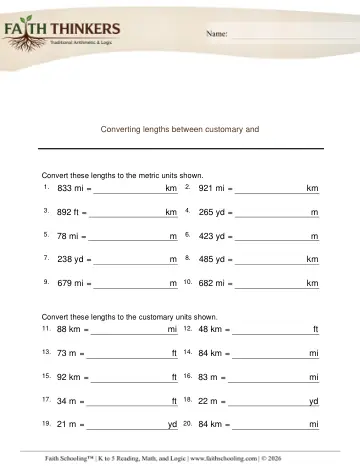 Converting Lengths Customary Metric Long 5
