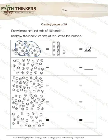 1st Grade math worksheet — Base Ten Blocks Creating Sets 2