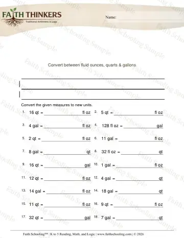 4th Grade math worksheet — Capacity and Volume. Converting Volume Units Ounces Quarts Gallons 4