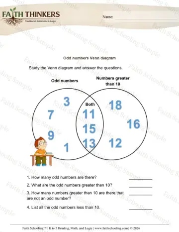 3rd Grade math worksheet — Venn Diagrams 9 (Practice 2)