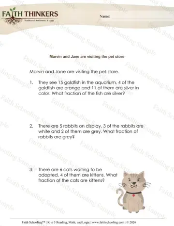 3rd Grade math worksheet — Fraction Word Problems 8 (Practice 1)